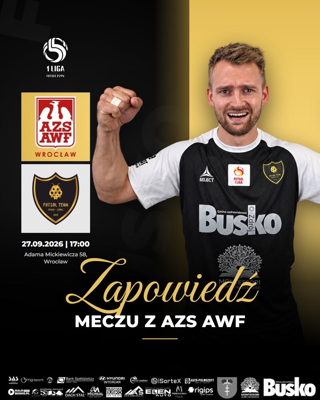 Zapowiedź meczu AZS AWF Profi Sport Wrocław - Futsal Team Busko-Zdrój, 27.09.2026, 17:00